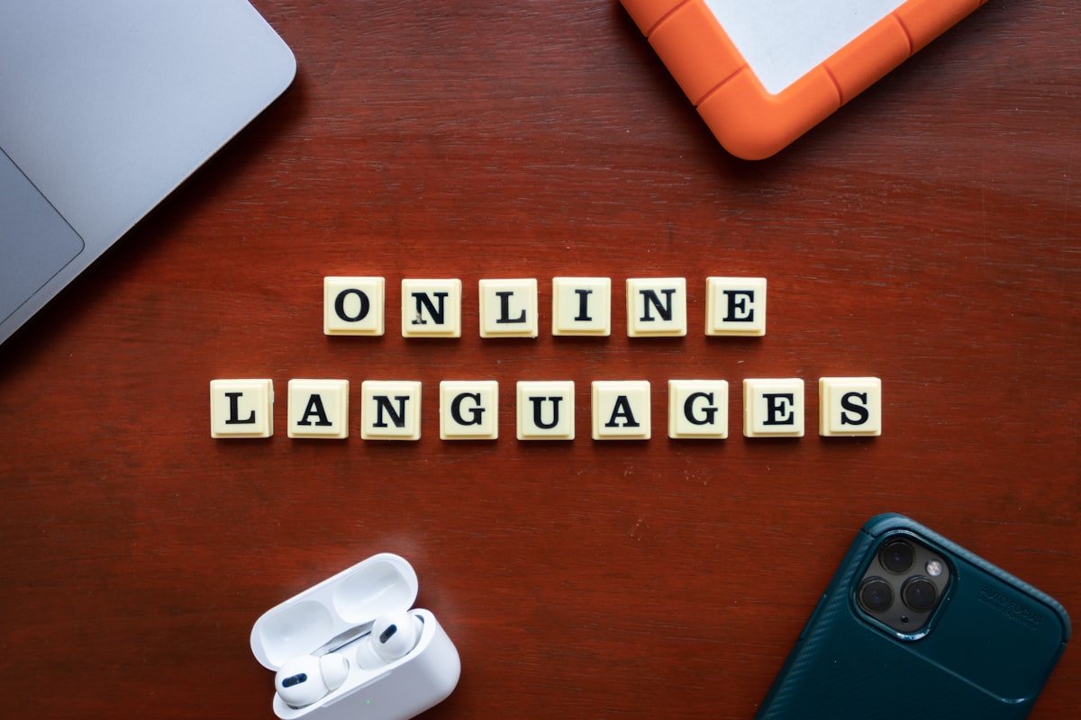 Scrabble tiles spelling online languages